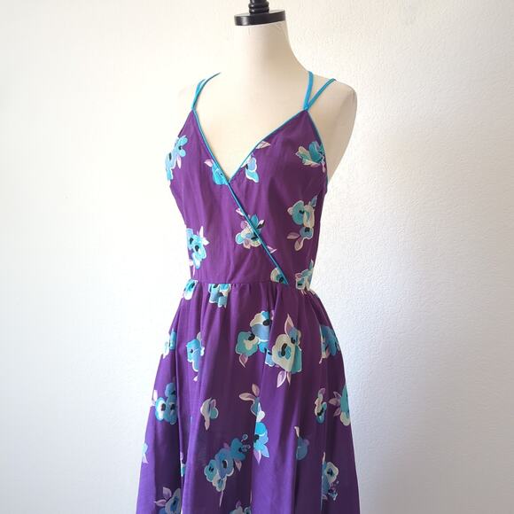 Vintage 60s 70s Dress Womens 11 M Purple Floral MCM Housewife Babydoll Frock - Picture 8 of 16